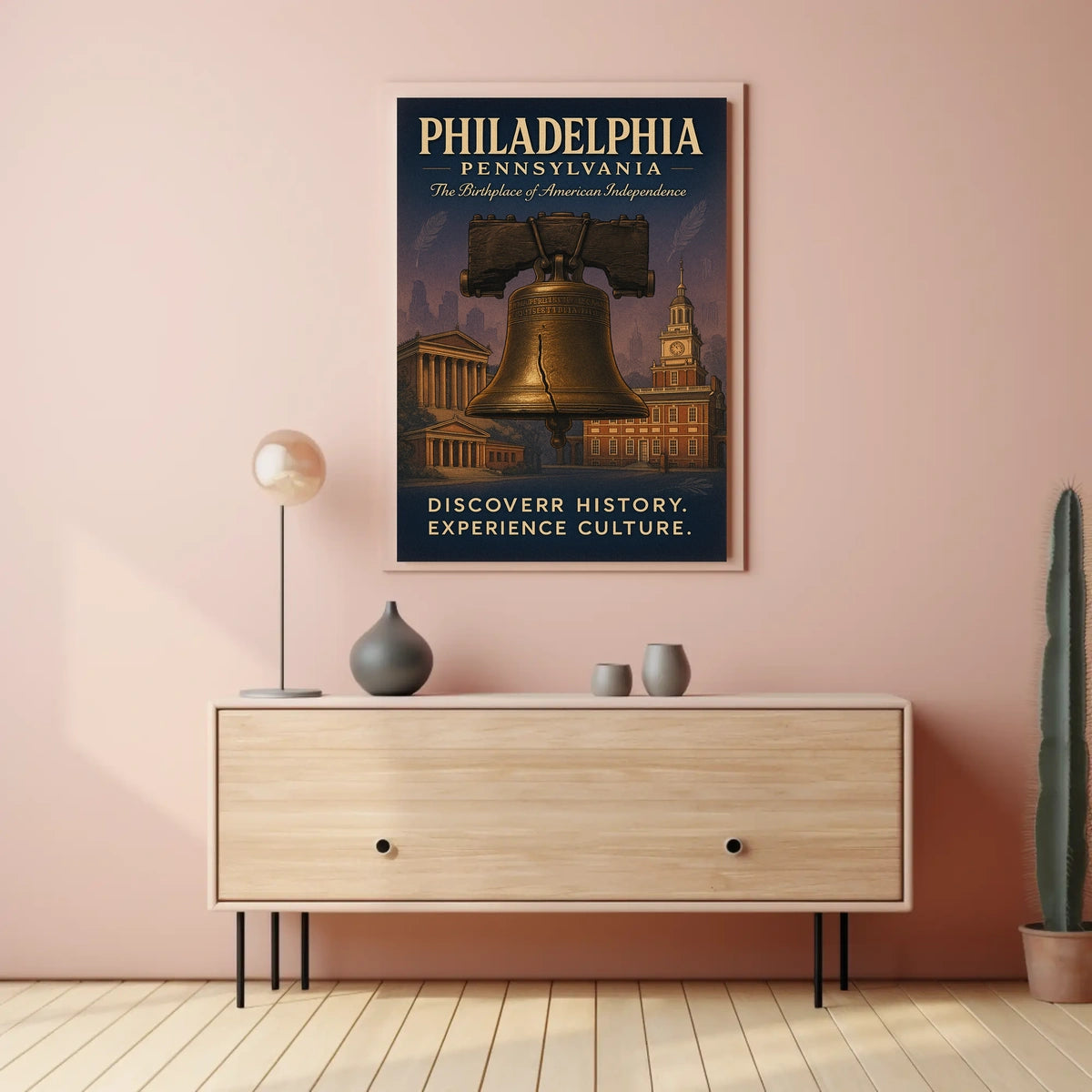 Philadelphia Liberty Bell Vintage Poster: Historical Landmarks