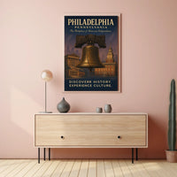 Philadelphia Liberty Bell Vintage Poster: Historical Landmarks