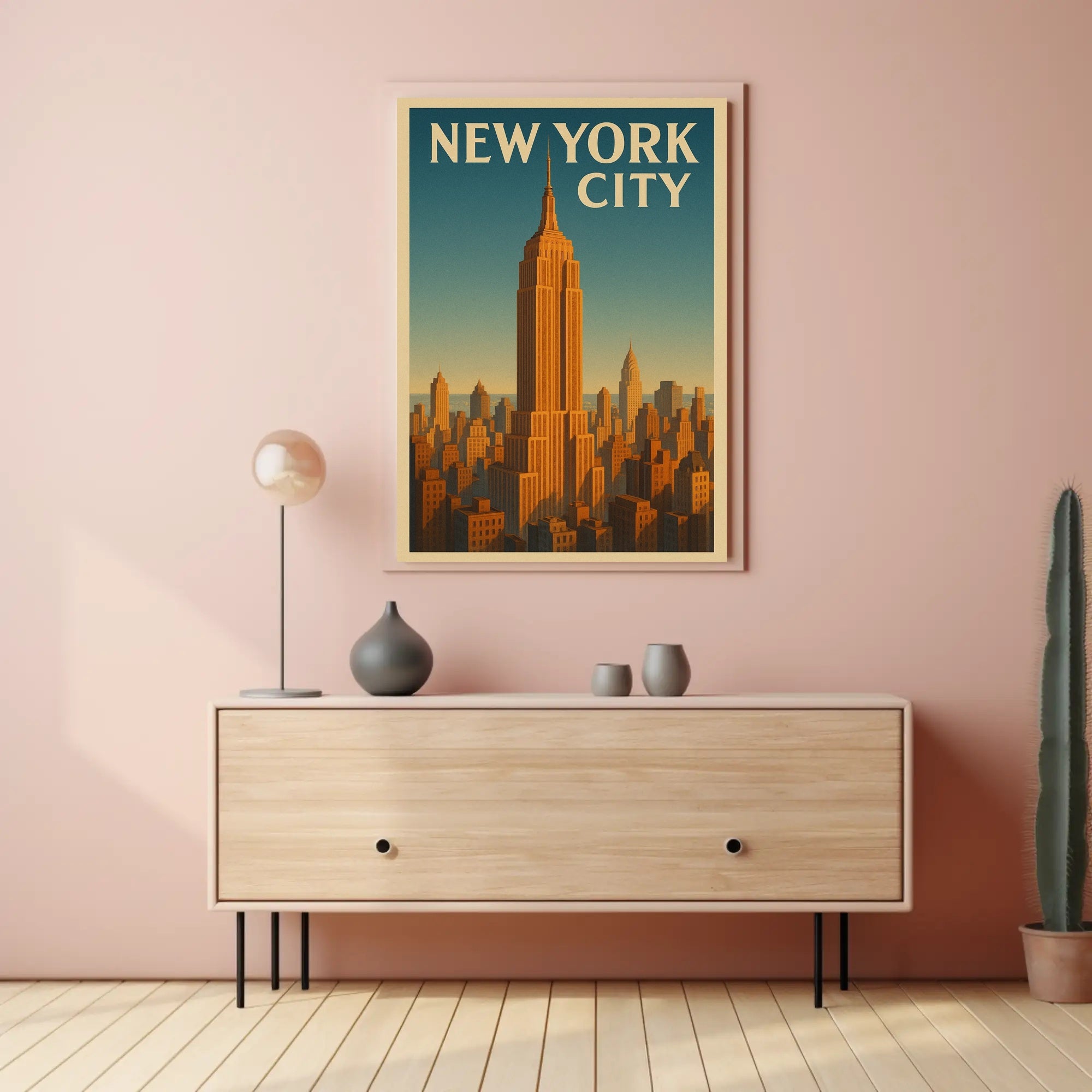 Empire State Building New York Poster Vintage Wall Art
