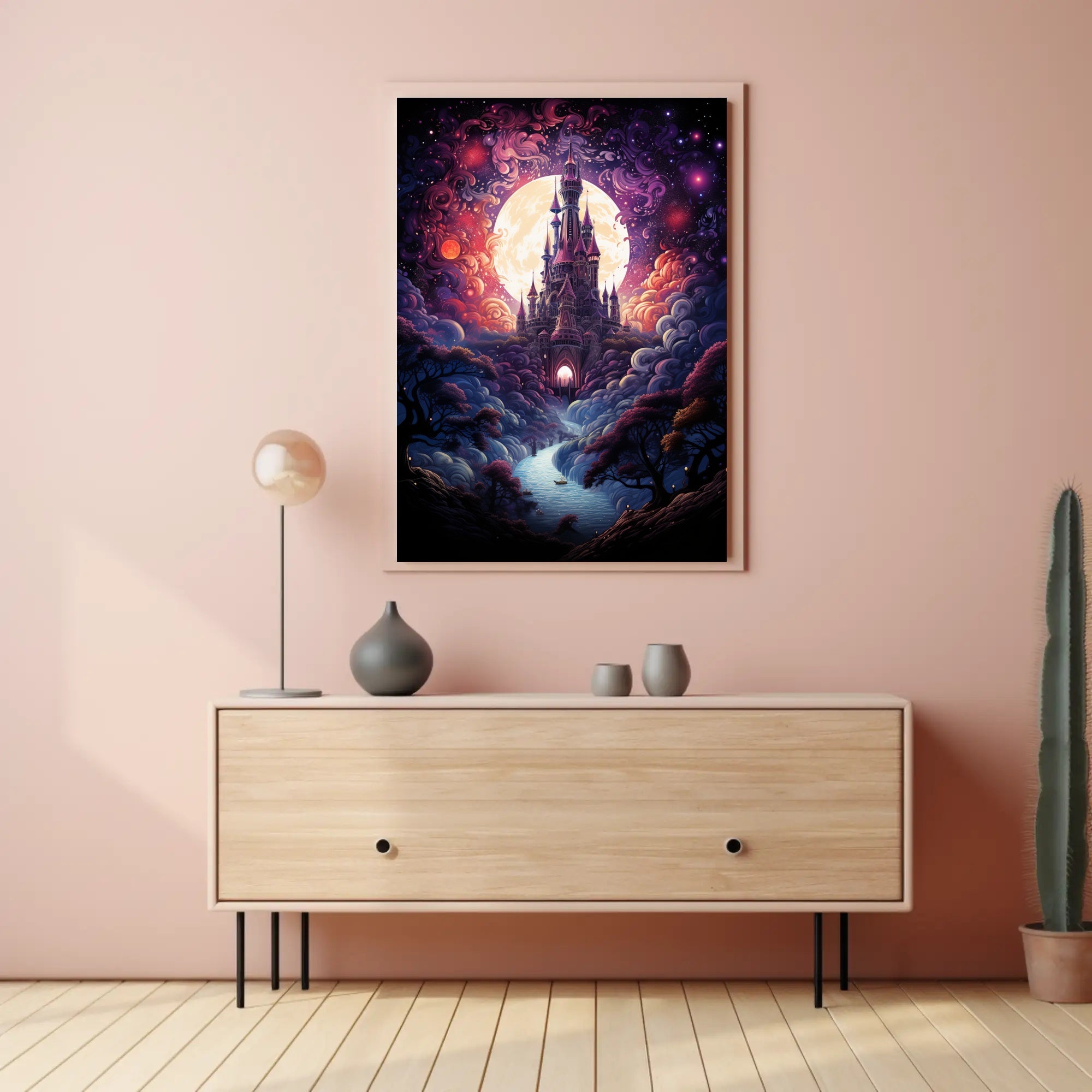 Enchanted Castle Under The Moon Poster