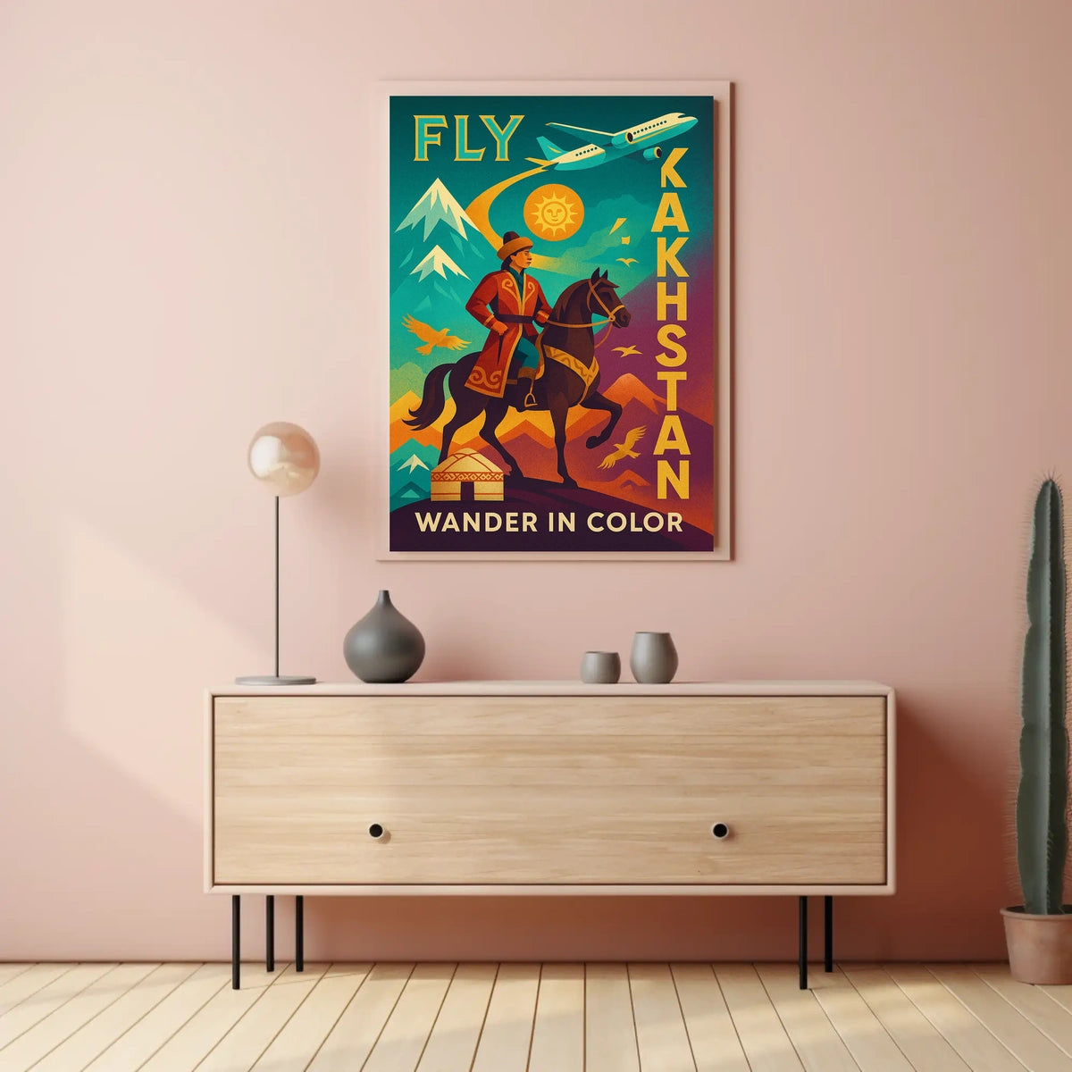 Fly Kazakhstan Wander In Color Poster