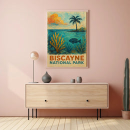 Biscayne National Park Seaside Escape Wanderlust Decor Lovers Vibrant Seascape Poster