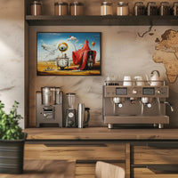 Surreal Desert Clock Scene Artistic Poster