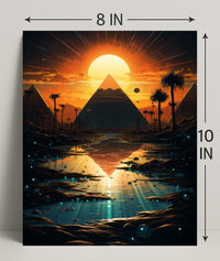 Sunset Over The Pyramids Poster