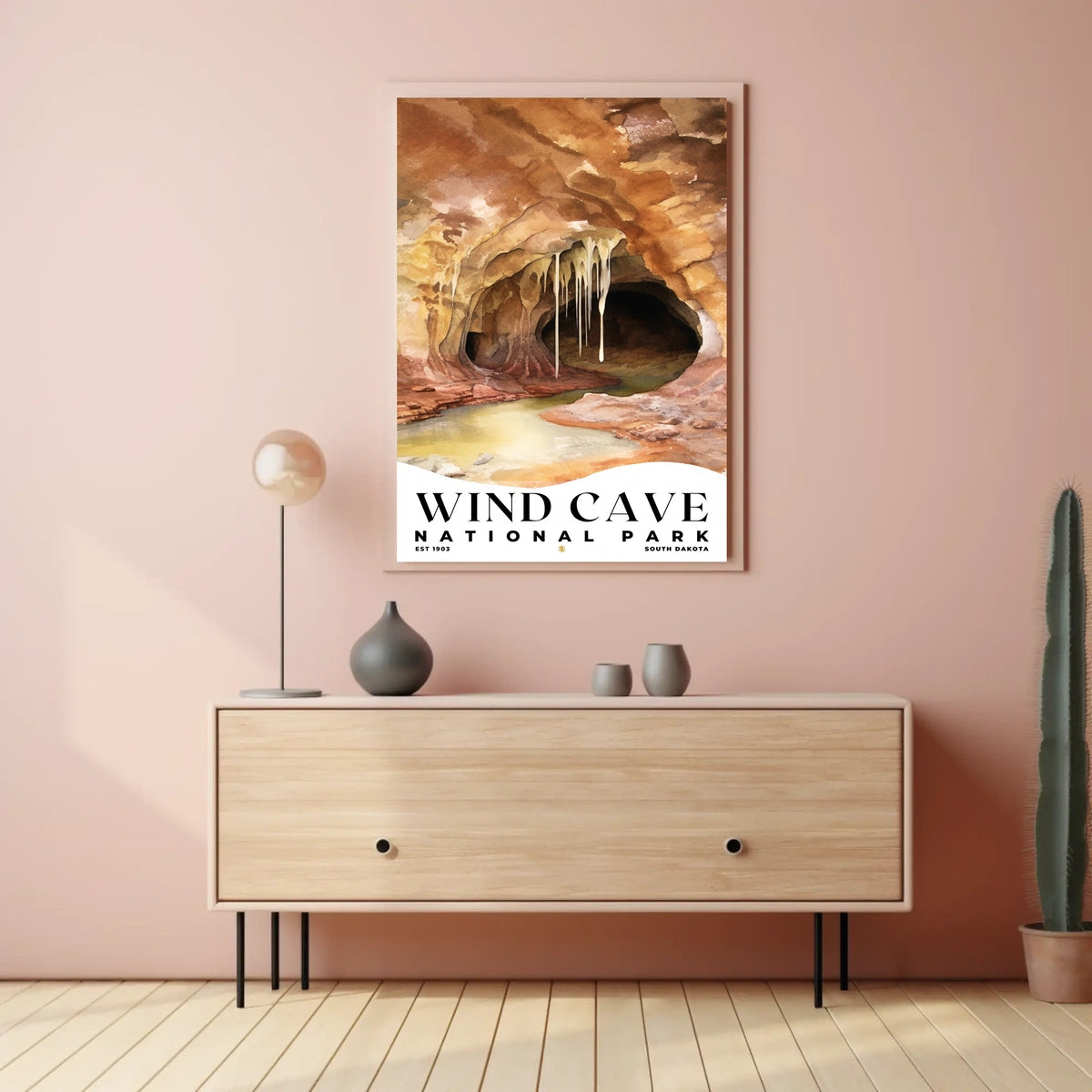 Wind Cave Watercolor Wall Art Poster