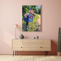 Blue Mailbox With Patriotic Ribbons Outdoor Garden Poster