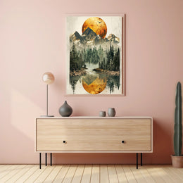 Serene Mountain Reflection Art Print Poster for Home Decor PosterGoat