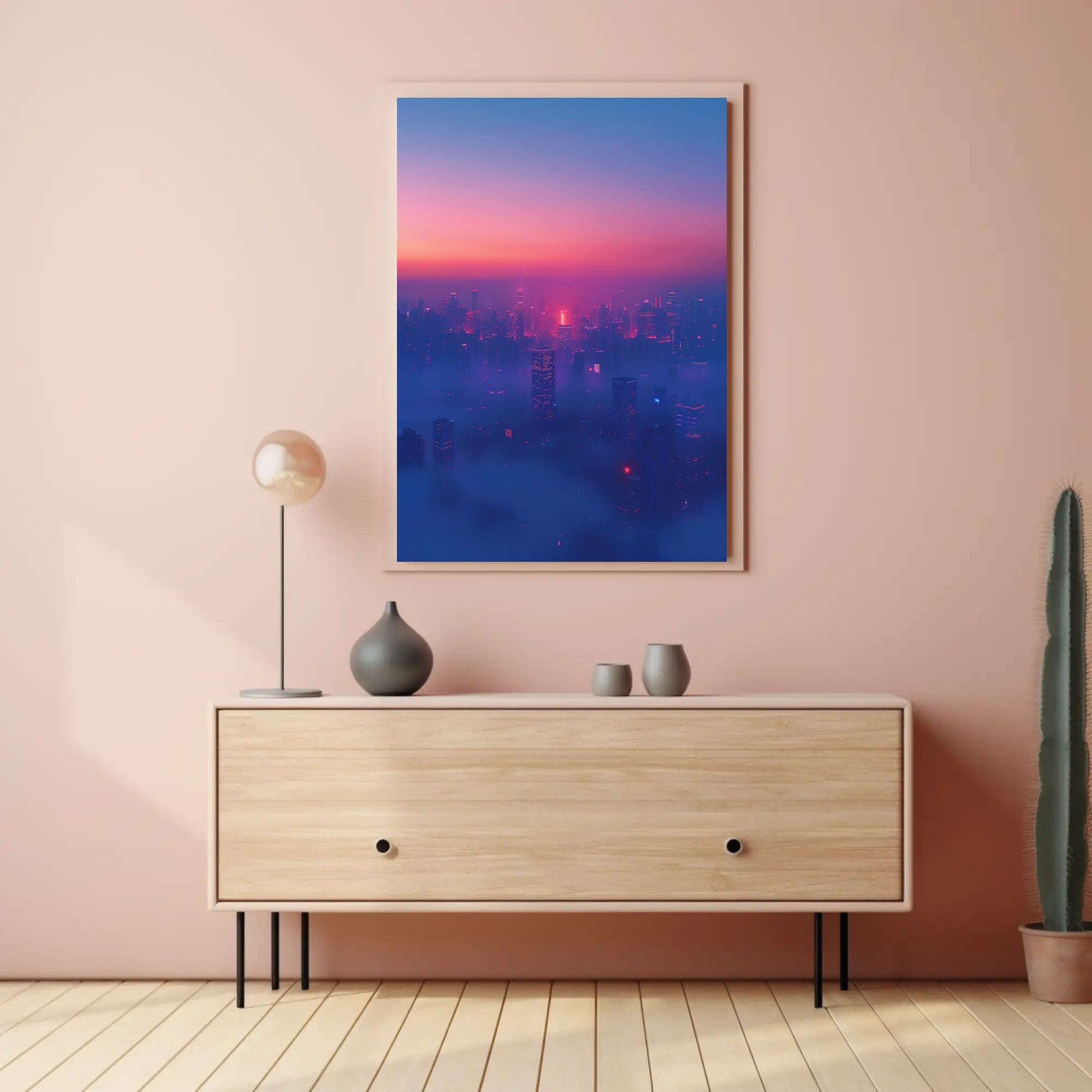 Vibrant Urban Skyline at Dusk Cityscape Poster PosterGoat