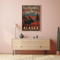 Alaskan Wilderness Moose Vintage Adventure Poster