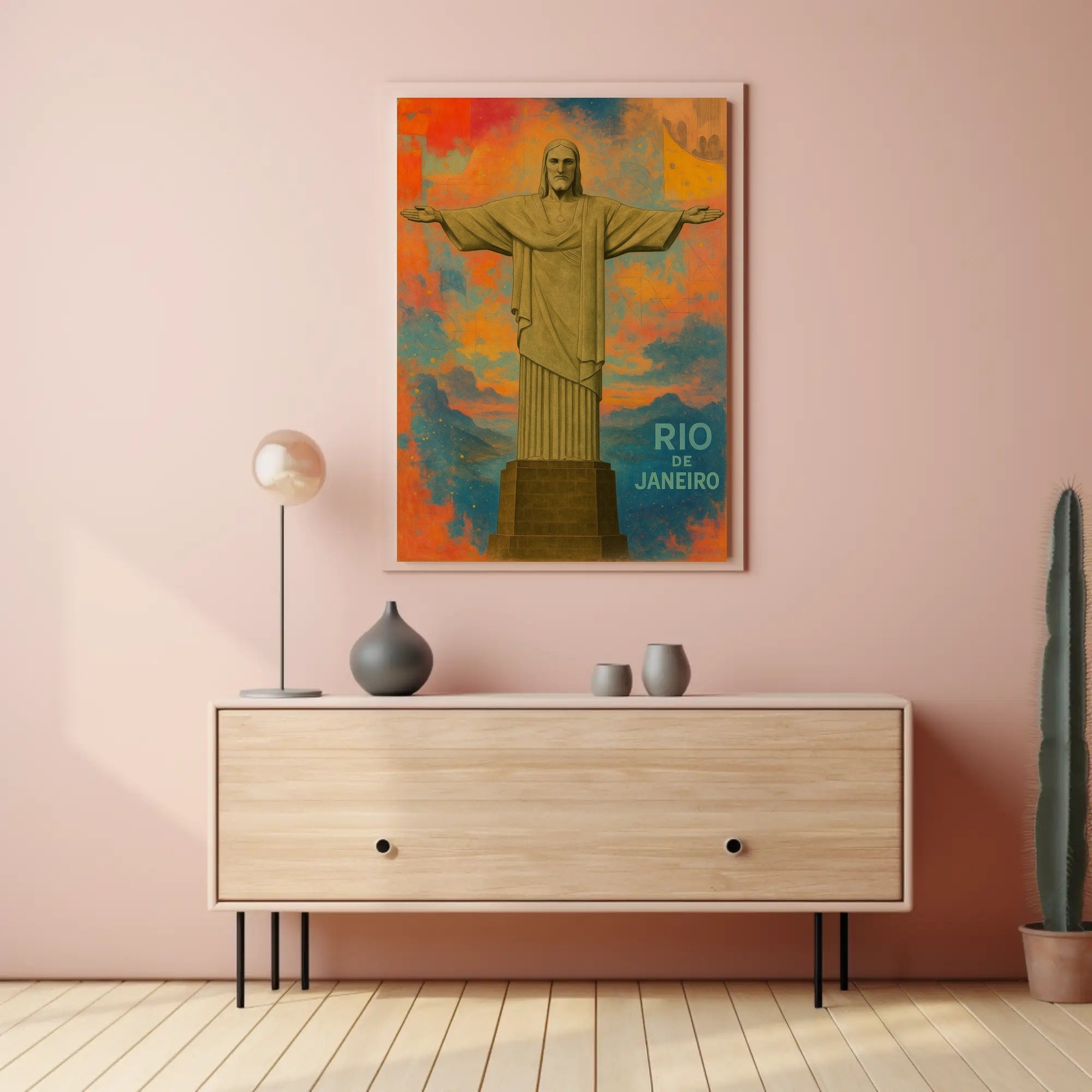 Christ the Redeemer Sunrise Travel Poster