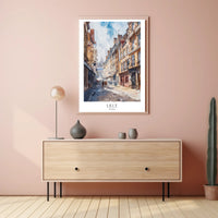Lille Street Scene in Watercolor Urban or Cityscape Poster PosterGoat
