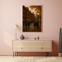 Ivy Covered University Building Autumn Scene Realism Poster