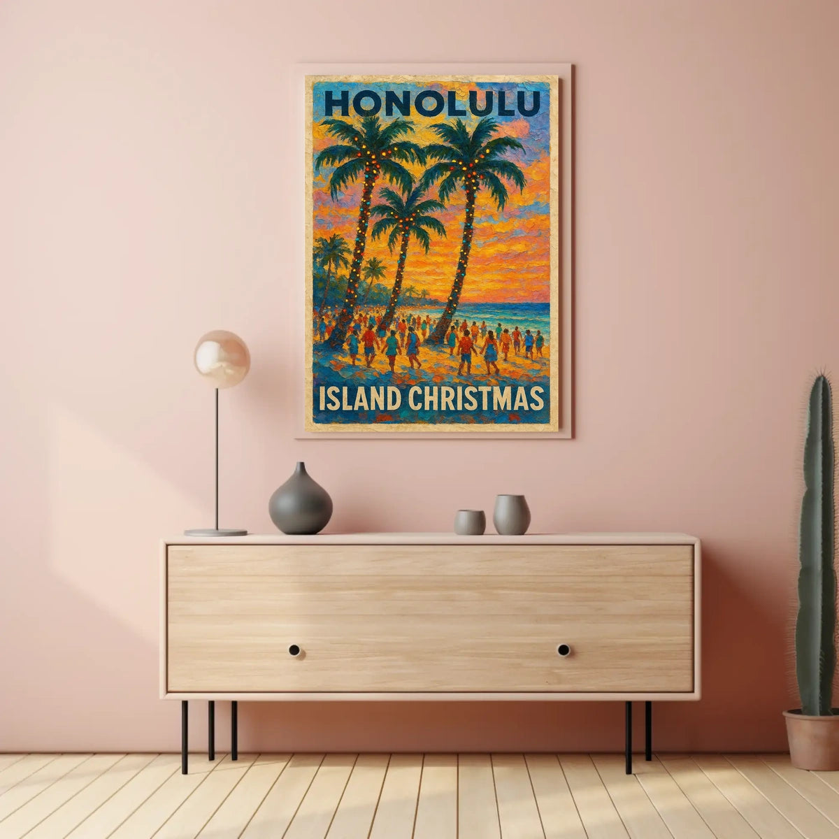 Honolulu Island Christmas Poster