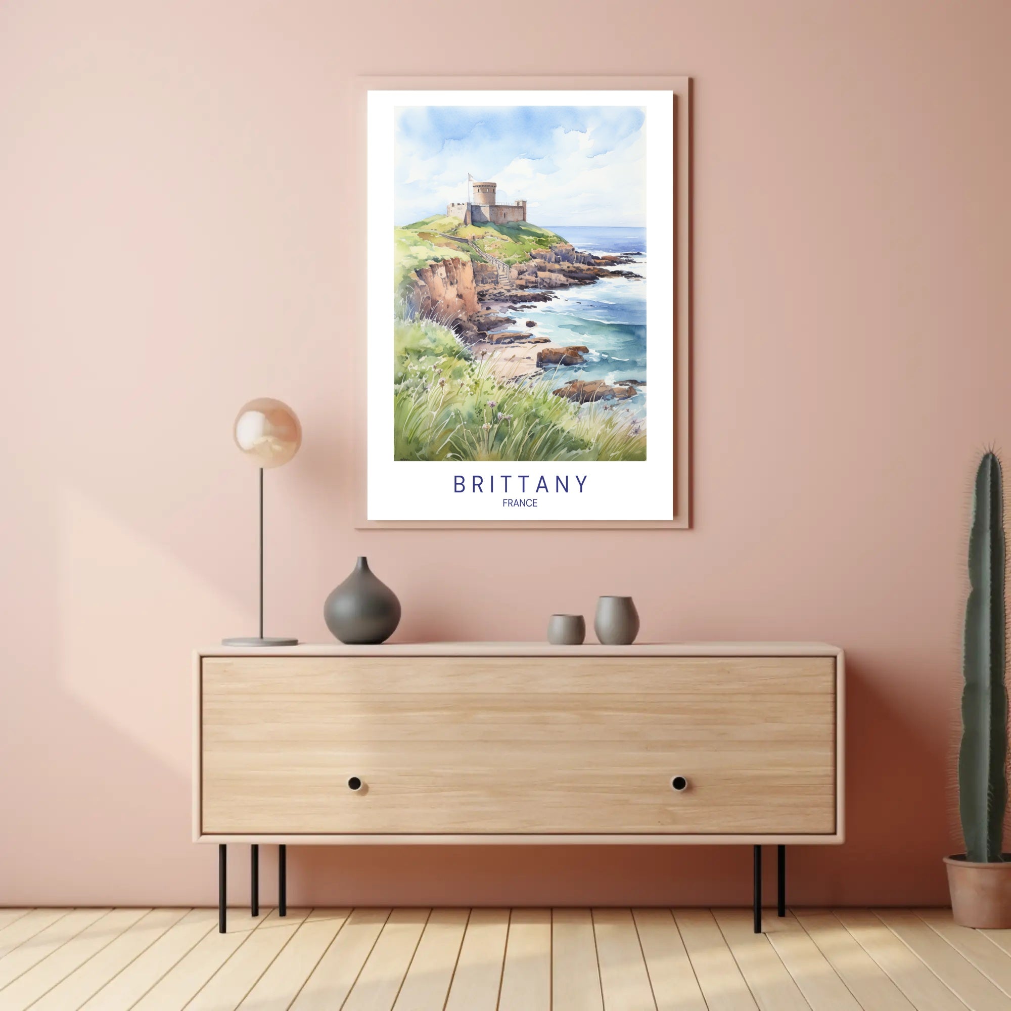 Brittany Coastal Castle Scenic Travel Poster PosterGoat