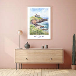 Brittany Coastal Castle Scenic Travel Poster PosterGoat