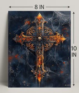 Gothic Cross With Skull Poster