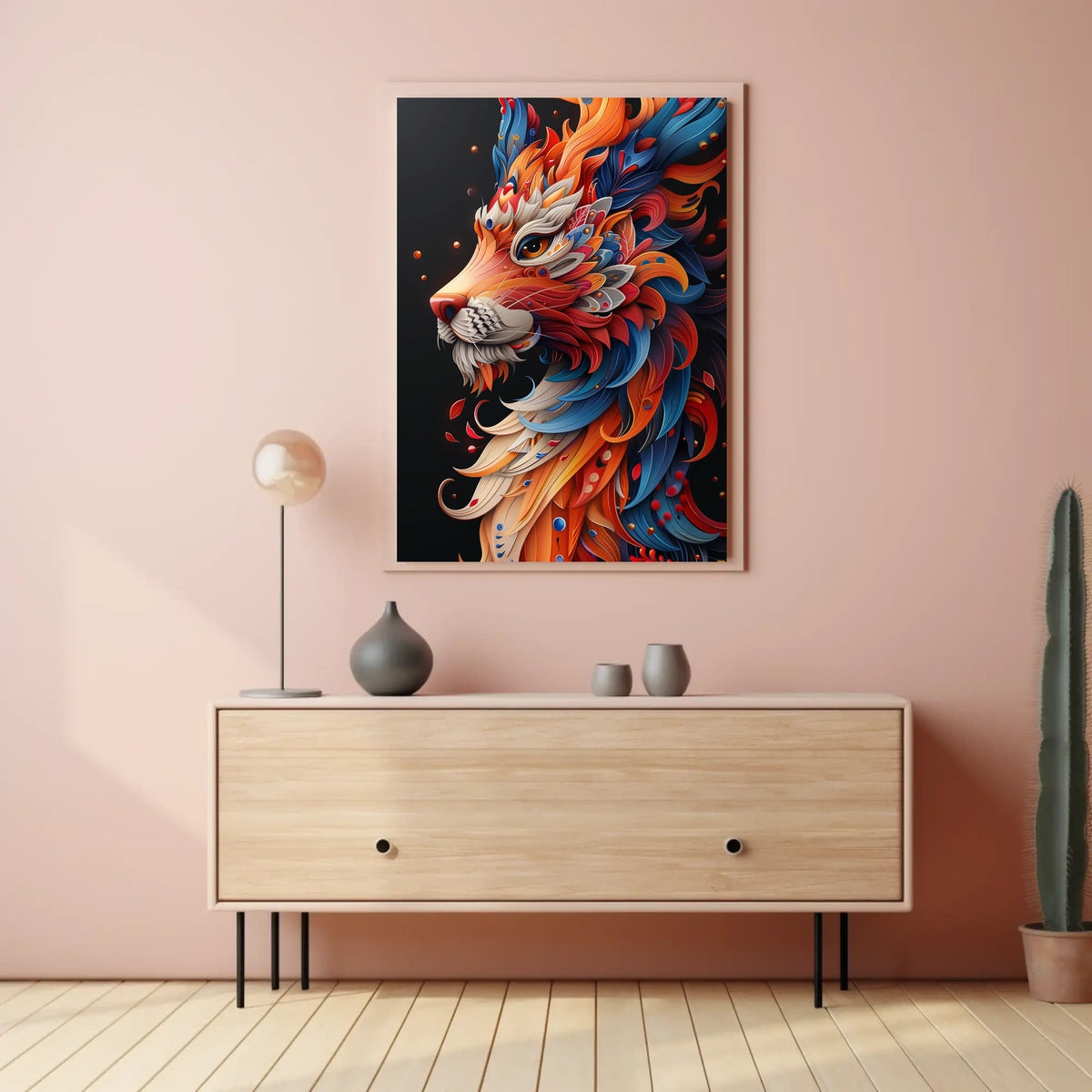 Vibrant Lion Art Poster