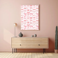 Pink Bow Artwork: Modern Design Feminine Abstract or Artistic Poster PosterGoat
