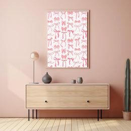 Pink Bow Artwork: Modern Design Feminine Abstract or Artistic Poster PosterGoat