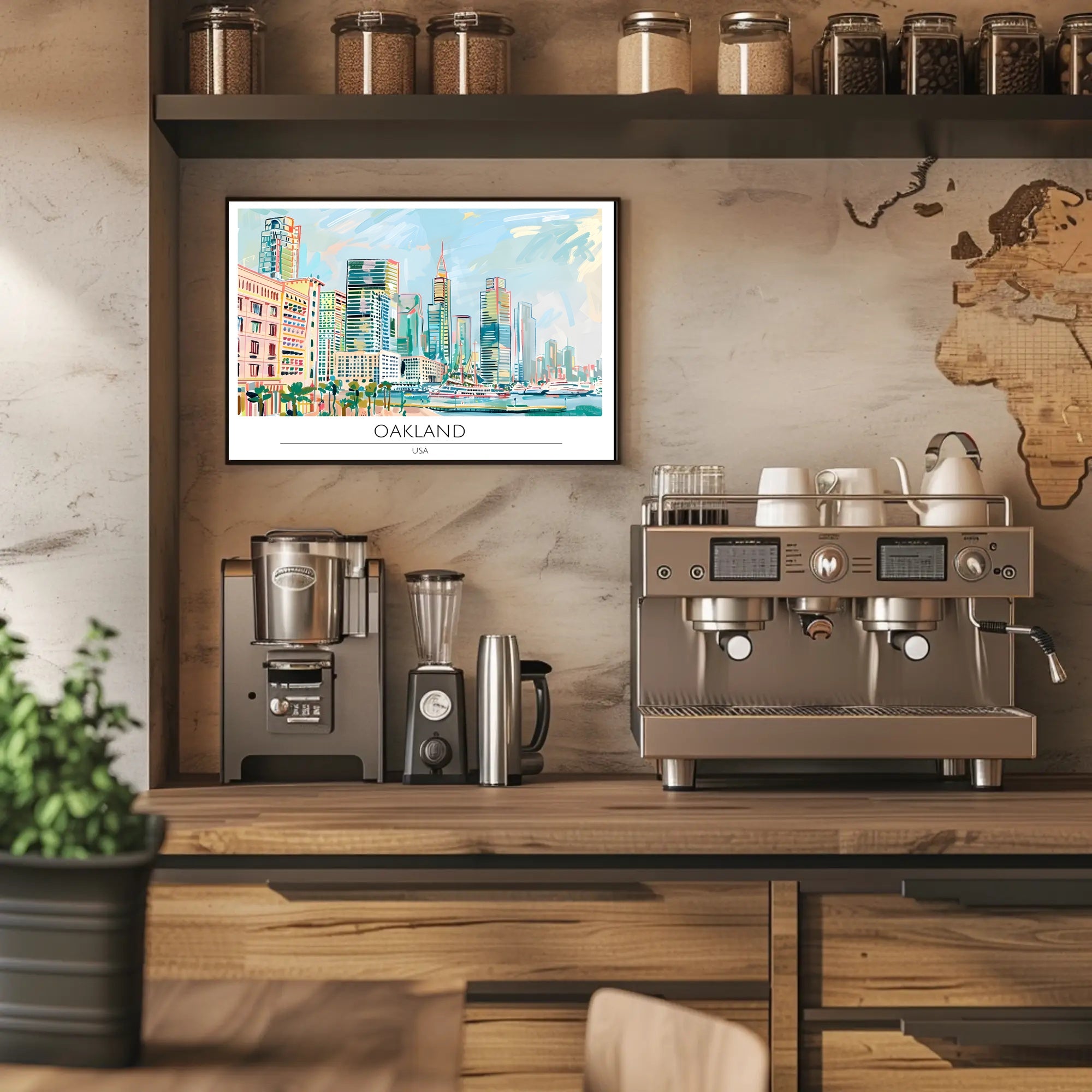Oakland Skyline Illustration Poster PosterGoat