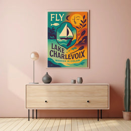 Lake Charlevoix Vibrant Adventure Destination Travel Poster