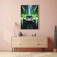 Futuristic Sports Car in Urban Cityscape Futuristic Sci-Fi Poster