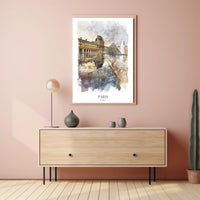 Louvre Museum Paris Watercolor Illustration Urban or Cityscape Poster PosterGoat