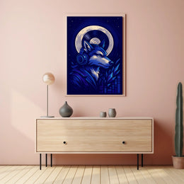 Moonlit Music Wolf Poster