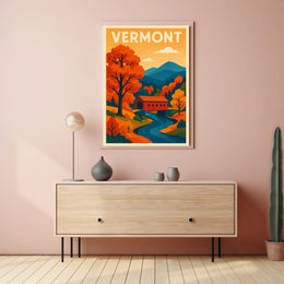Autumn Vermont Rustic Wanderlust Poster