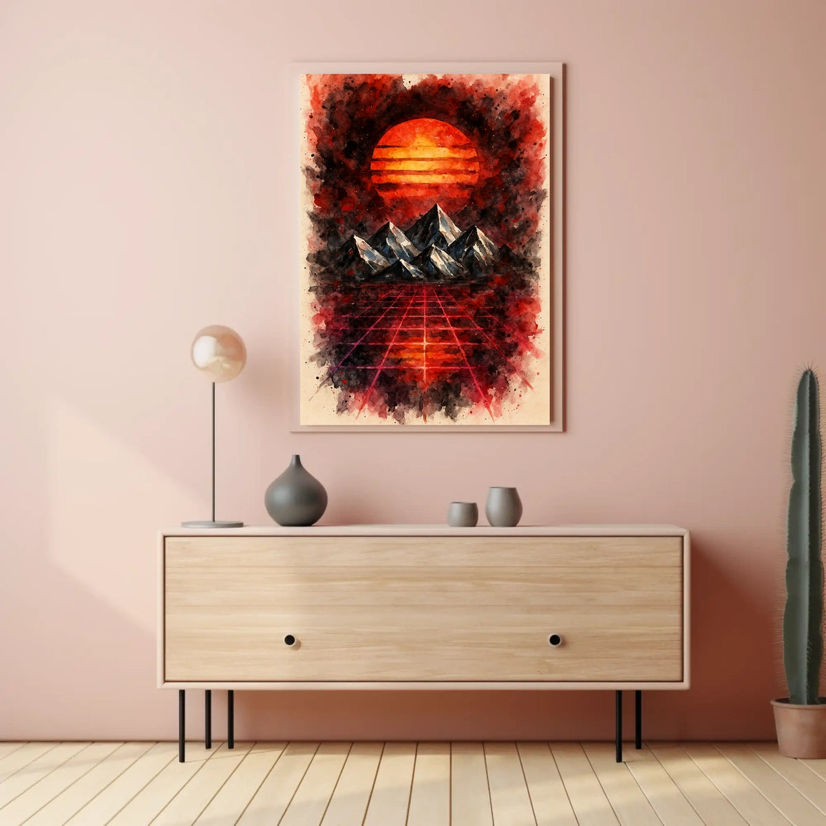 Vivid Retro-Futuristic Surreal Landscape Futuristic Sci-Fi Poster