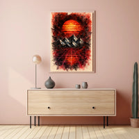 Vivid Retro-Futuristic Surreal Landscape Futuristic Sci-Fi Poster