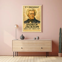 Andrew Jackson 7th President of the United States Exaggerated Cartoon Sketch Poster