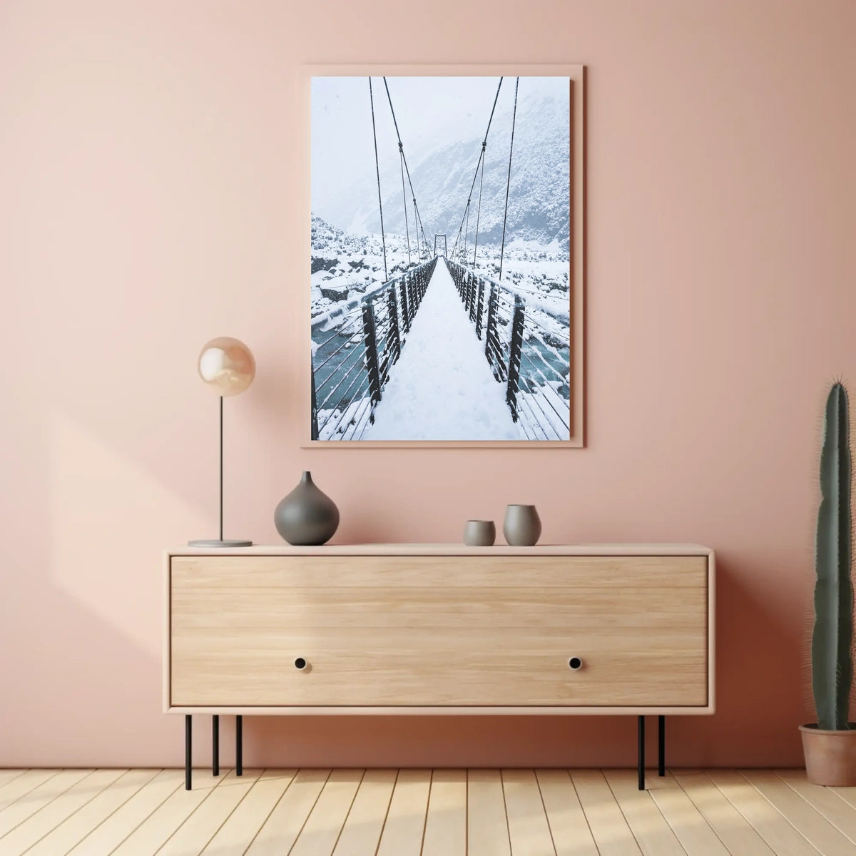 Snow-Covered Bridge in Wintery Landscape National Park Poster