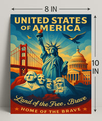 United States of America Land of the Free Poster PosterGoat