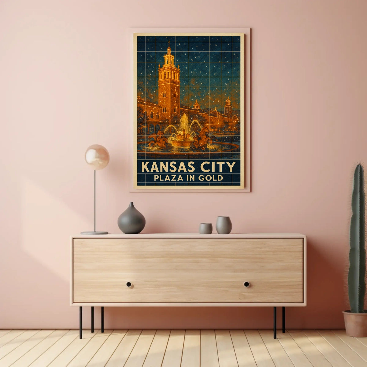 Kansas City Plaza In Gold Poster