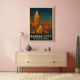 Kansas City Plaza In Gold Poster
