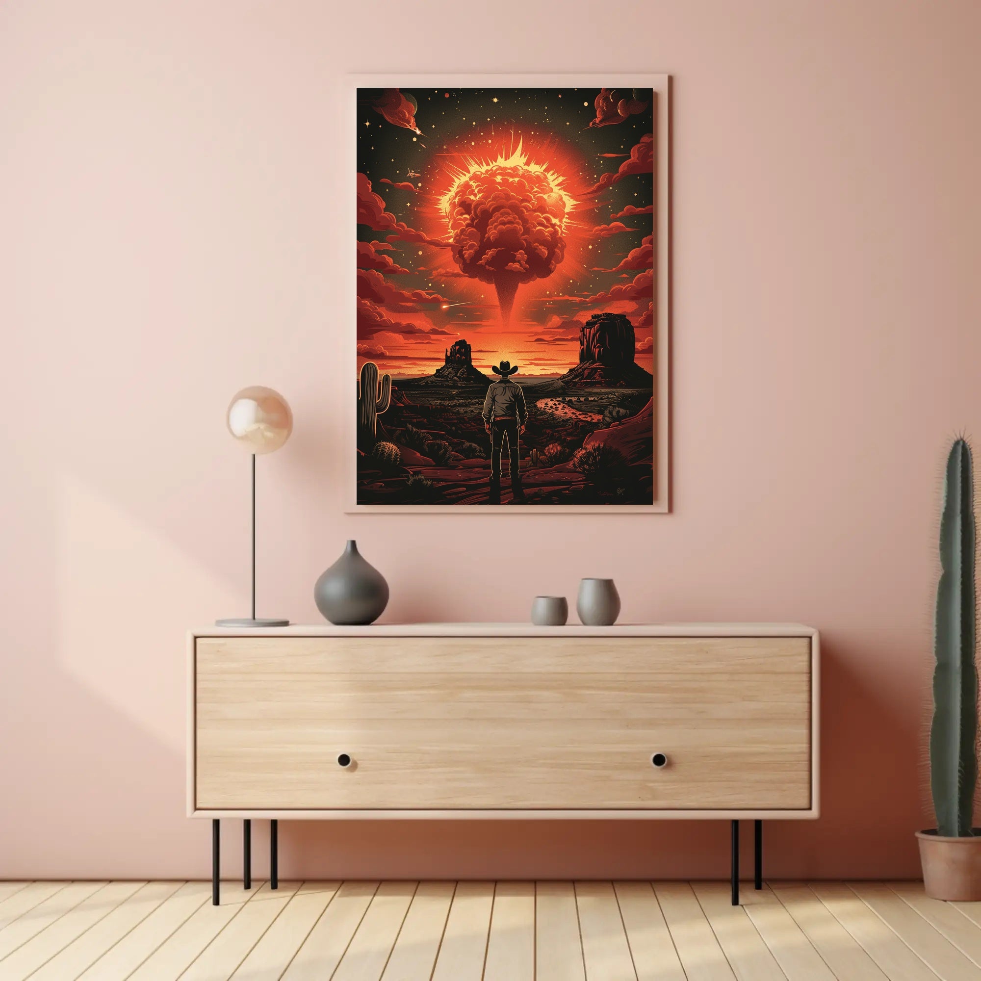 Cowboy's Cosmic Encounter Art Print Poster for Room Decor PosterGoat