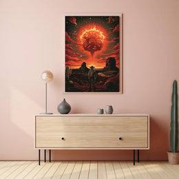 Cowboy's Cosmic Encounter Art Print Poster for Room Decor PosterGoat