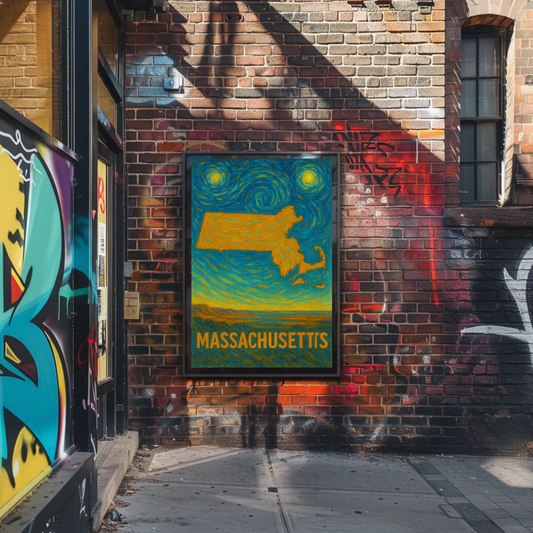 Massachusetts Starry Night Poster