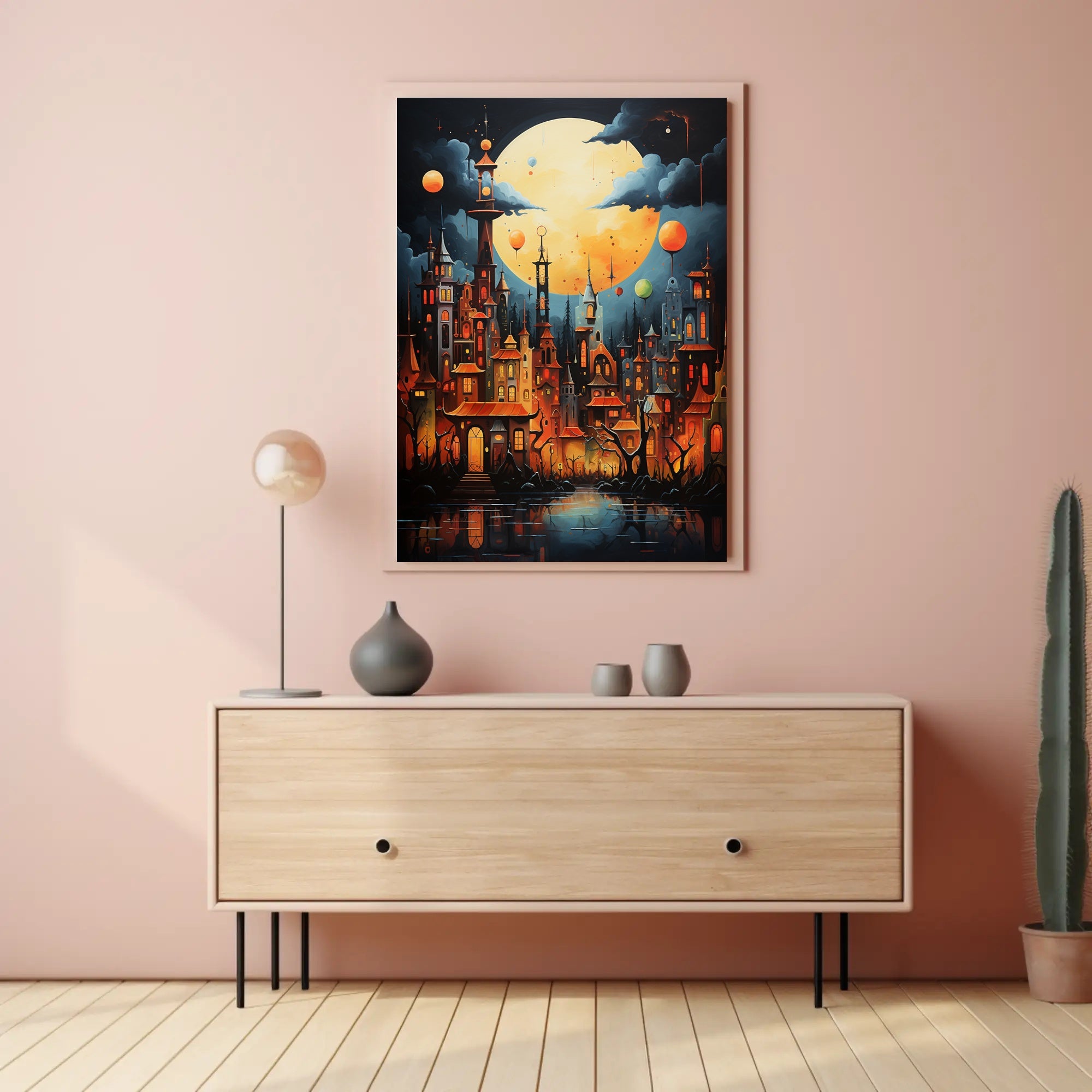 Enchanted Moonlit Cityscape Poster