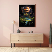 Futuristic Floating Oasis Poster