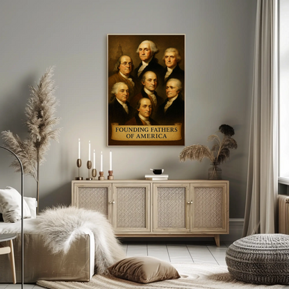 Founding Fathers Portrait Historic America Travel Poster