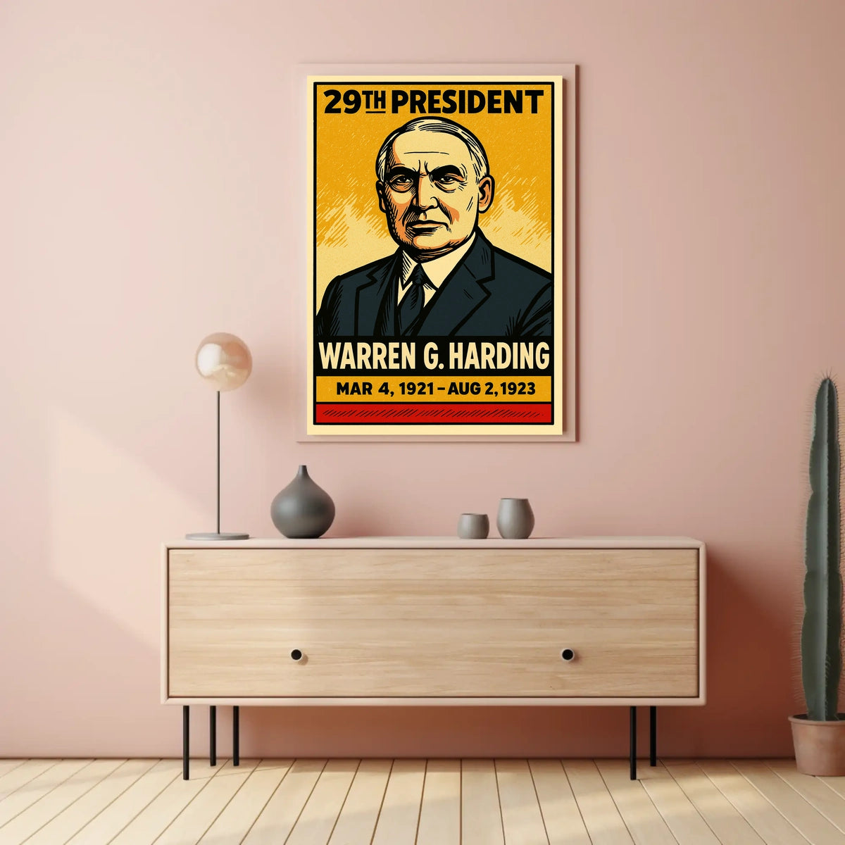 Warren G. Harding 29th President of the United States Inked Comic Style Poster