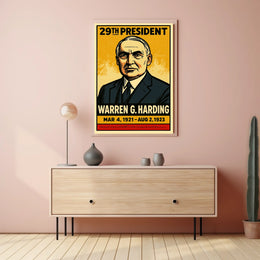 Warren G. Harding 29th President of the United States Inked Comic Style Poster
