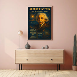Albert Einstein Visionary Mind Vintage Art Poster