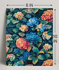 Vibrant Hydrangea Blossom: Ultra-Realistic Artistic Poster