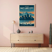 Salt Lake City Travel Poster Vintage Wall Art Print