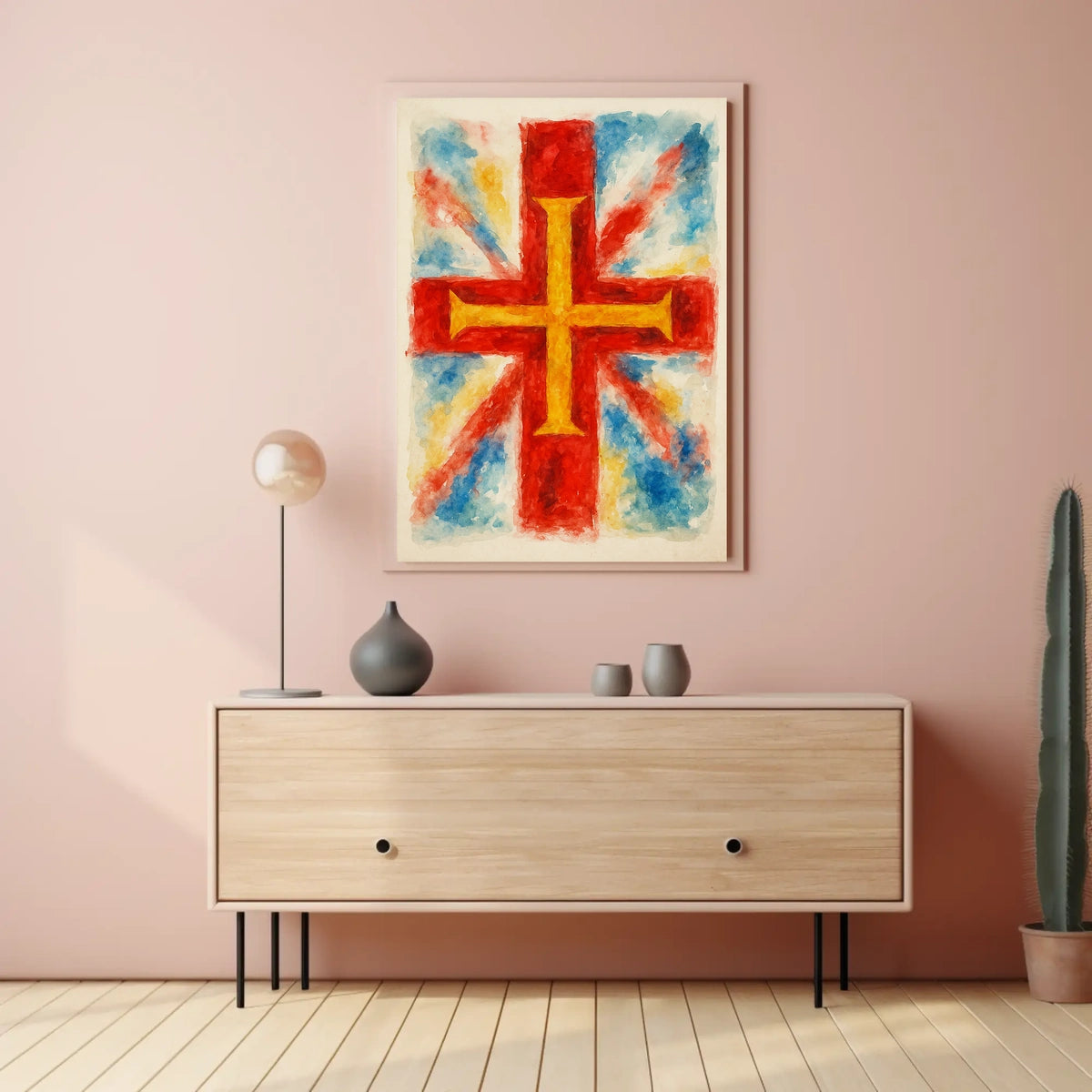 Vibrant Cross And Flag Poster