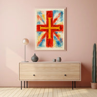 Vibrant Cross And Flag Poster