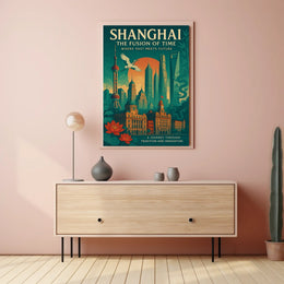 Shanghai Architecture Illustrative Modern Traditional Poster